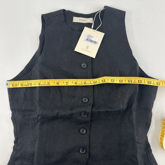 Faithfull Black Linen Seema Top Size 4 - Picture 10 of 13